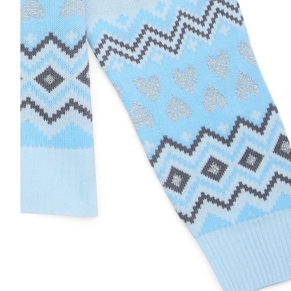 Disney Stitch Girls Metallic Blue Sweater Lurex Holiday Sweater - Picture 6 of 7